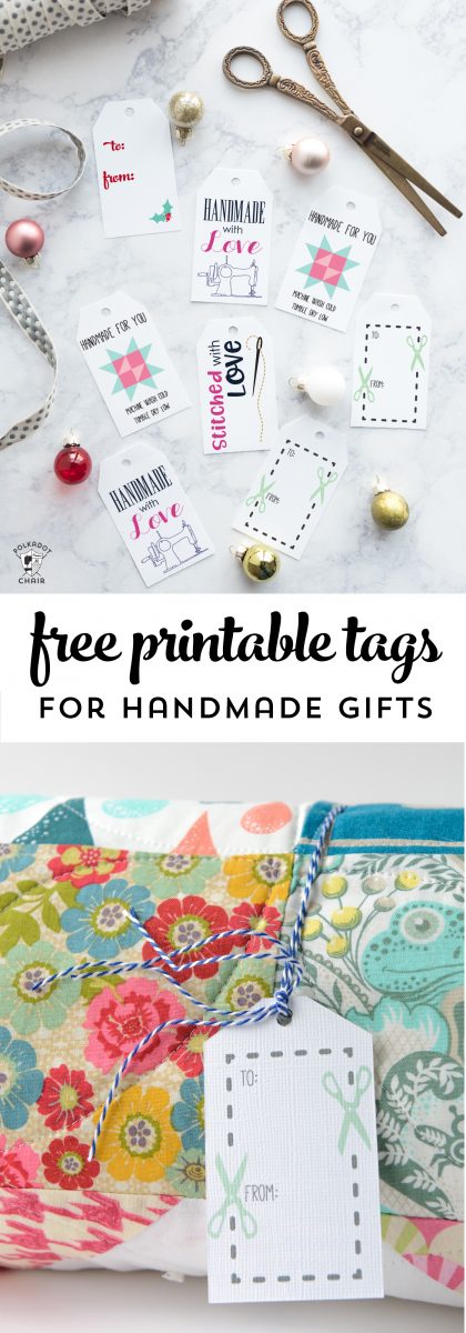 Free Printable Gift Tags for Handmade Gifts - gift tags for sewing gifts or knit gifts. #freeprintables #gifttags