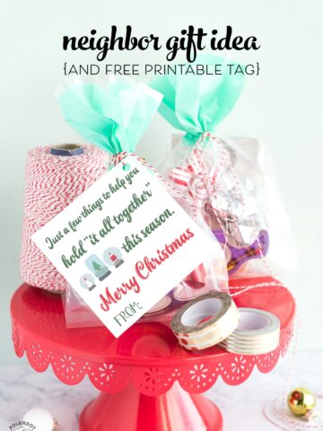 Last Minute Neighbor Gift Ideas - a "punny" and simple gift idea- just wrap up some tape and twine and attach a cute tag! #neighborgifts #lastminutegifts #christmasgifts