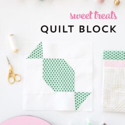 A free quilt block tutorial for a Sweet Treats Quilt Block - would make such a fun Christmas quilt. #quiltblock #quilts #quiltblocktutorial #freequiltpatterns