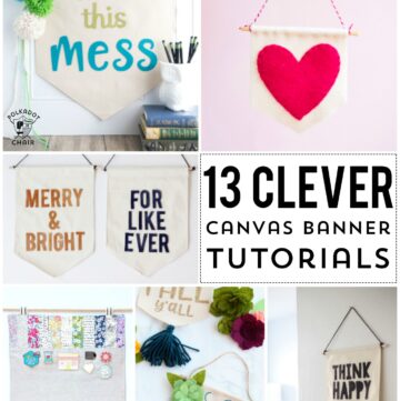 More than 13 DIY Canvas Banner and Pennant Tutorials. So many cute ideas for fun craft projects! #canvasbanner #canvaspennant #DIY #tutorial #diycanvasbanner