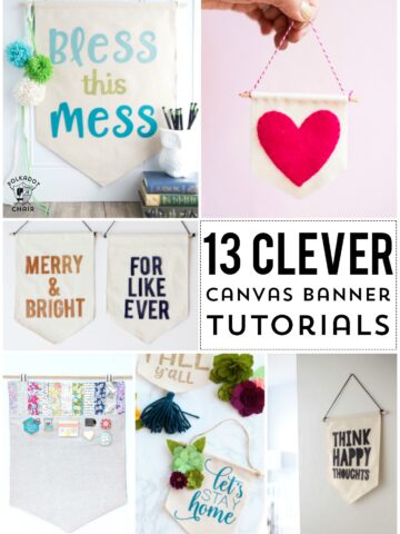 More than 13 DIY Canvas Banner and Pennant Tutorials. So many cute ideas for fun craft projects! #canvasbanner #canvaspennant #DIY #tutorial #diycanvasbanner