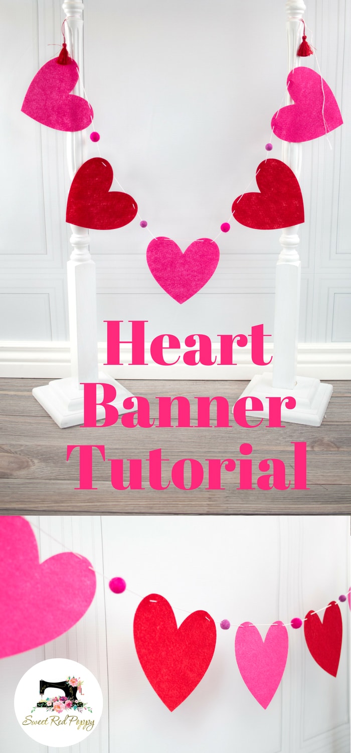 How to make a heart banner - a cute Valentine's Day craft idea. Use this heart banner tutorial to make some easy diy Valentine's decorations #ValentinesCrafts #DIYValentines #ValentinesDay #HeartBanner #BannerTutorial