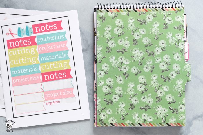 How to make a sewing and quilting planner, including how to make planner stickers using a Cricut print and cut feature. DIY Planner ideas! #projectplanner #diyplanner #diyplannerstickers #quiltplanner #diyquiltplanner #cricutmade