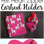 Felt Heart DIY Earbud Pouch - a free tutorial, makes a cute easy to make Valentine's Day gift. #earbudpouch #DIYearbudpouch #valentinesdaycrafts #valentinesdaygifts #diyvalentines #sewingproject #sewingpattern