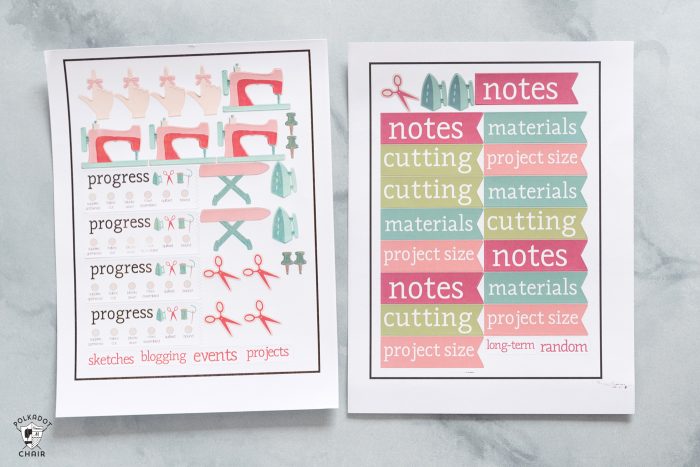 How to make a sewing and quilting planner, including how to make planner stickers using a Cricut print and cut feature. DIY Planner ideas! #projectplanner #diyplanner #diyplannerstickers #quiltplanner #diyquiltplanner #cricutmade