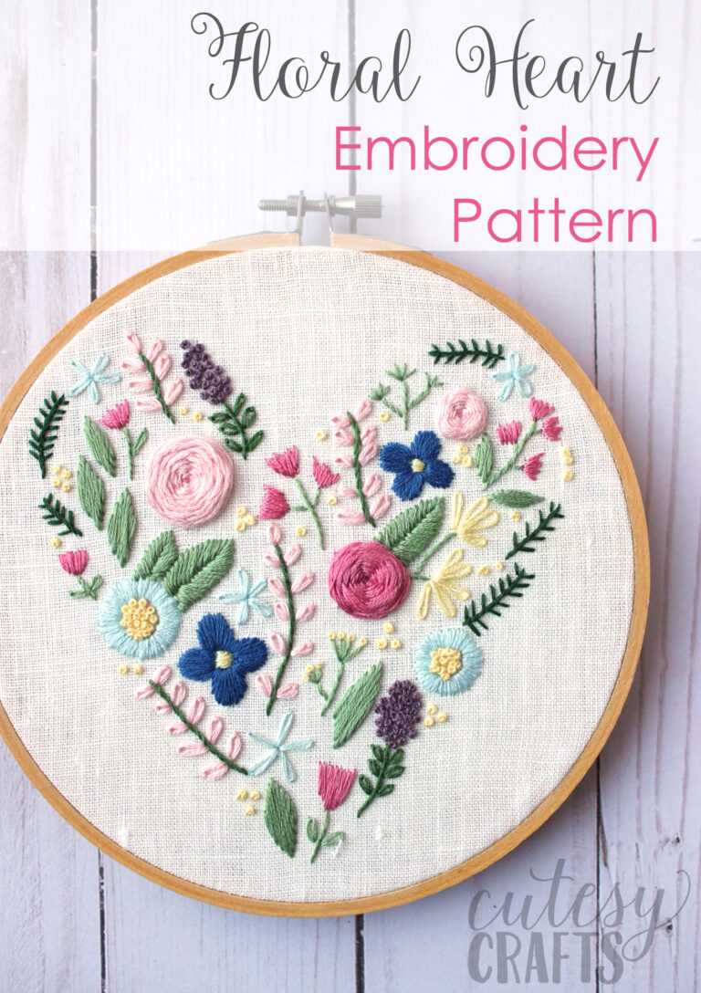 Floral Heart Hand Embroidery Pattern