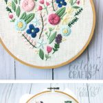 Learn hand embroidery stitches with this beautiful free floral heart embroidery pattern #embroiderypattern #handembroidery #embroideredflowers #embroiderystitches #handembroiderystitches