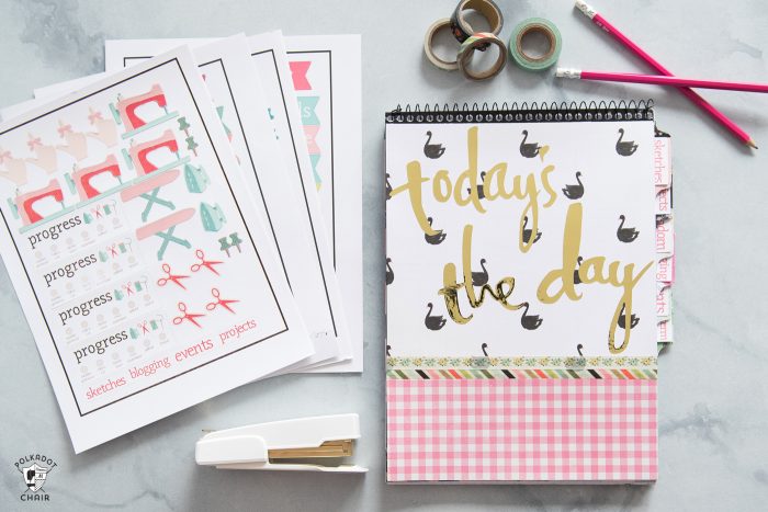 How to make a sewing and quilting planner, including how to make planner stickers using a Cricut print and cut feature. DIY Planner ideas! #projectplanner #diyplanner #diyplannerstickers #quiltplanner #diyquiltplanner #cricutmade