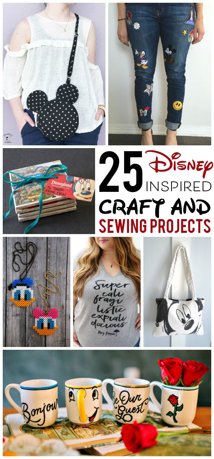 More than 25 Adorable DIY Disney Craft and Sewing Projects - so many fun things to make for Disney, from Fun DIY Disney Family T-shirts, to Mickey Mouse inspired sewing patterns. #DIYDisney #DisneyCrafts #DisneySewing #DIYCraftIideas