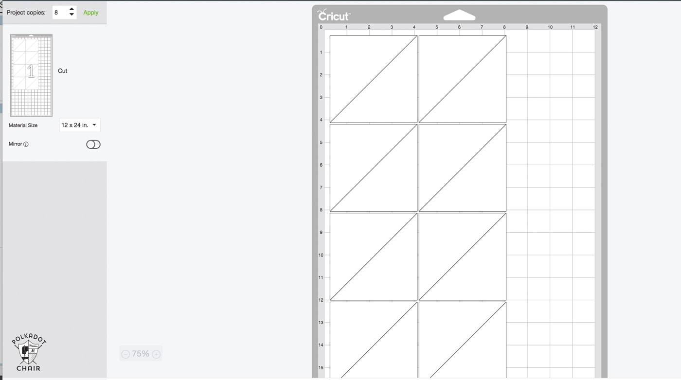 How to cut half square triangles with the cricut maker