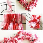 How to make a Valentine's Heart Fabric Rag Wreath- a cute Valentine's Day Craft idea. Rag Wreath Tutorial #ValentinesDayCrafts #DIYWreath #RagWreath #FabricWreathTutorial