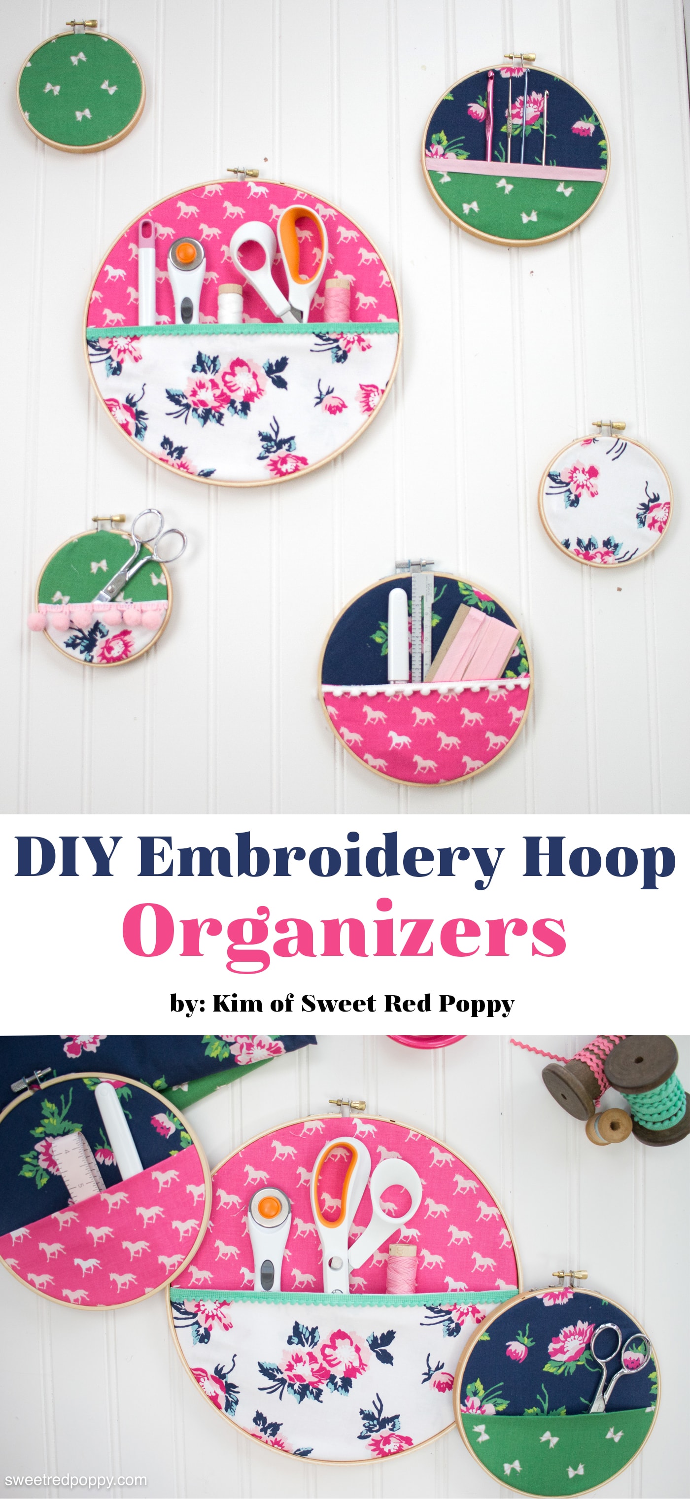DIY Embroidery Hoop Hanging Wall Organizer