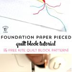 Learn how to paper piece with this foundation paper piecing tutorial by Sarah Ashford on polkadotchair.com . Includes a free kite paper piecing pattern #paperpiecing #foundationpaperpiecing #quilts #quiltblock #quiltpatterns