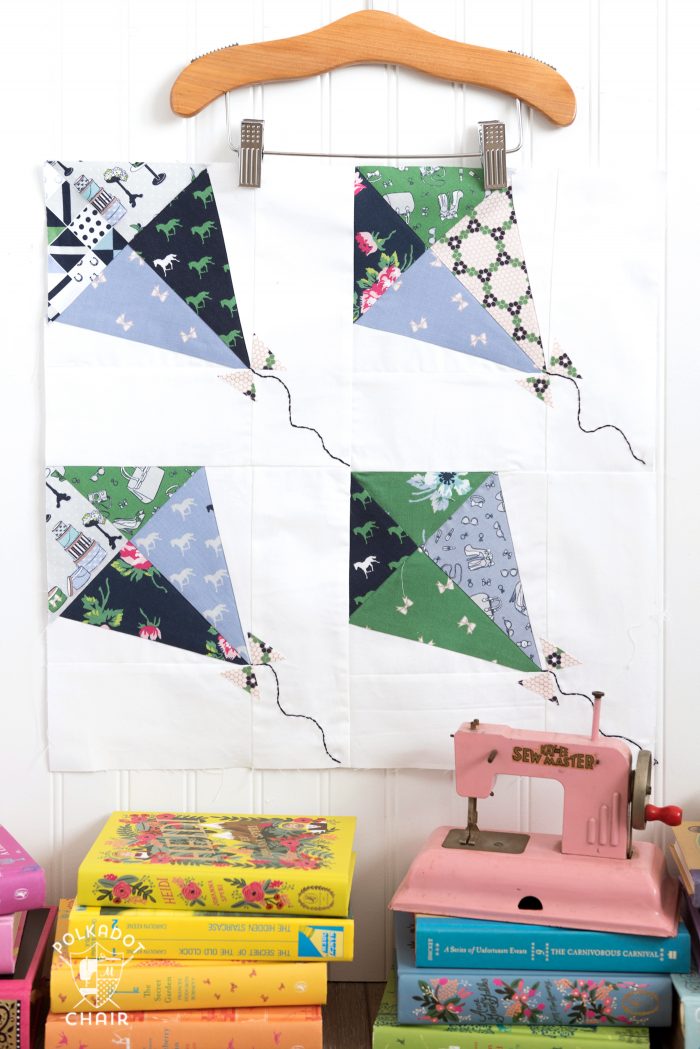 Learn how to paper piece with this foundation paper piecing tutorial by Sarah Ashford on polkadotchair.com . Includes a free kite paper piecing pattern #paperpiecing #foundationpaperpiecing #quilts #quiltblock #quiltpatterns