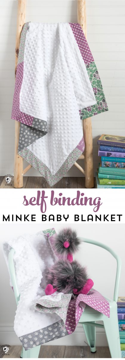 How to sew a self binding baby blanket with minke fabric. An easy baby blanket to sew for a beginner. #sewingpattern #sewingtutorial #minkebabyblanket #babyblankettutorial #selfbindingbabyblanket