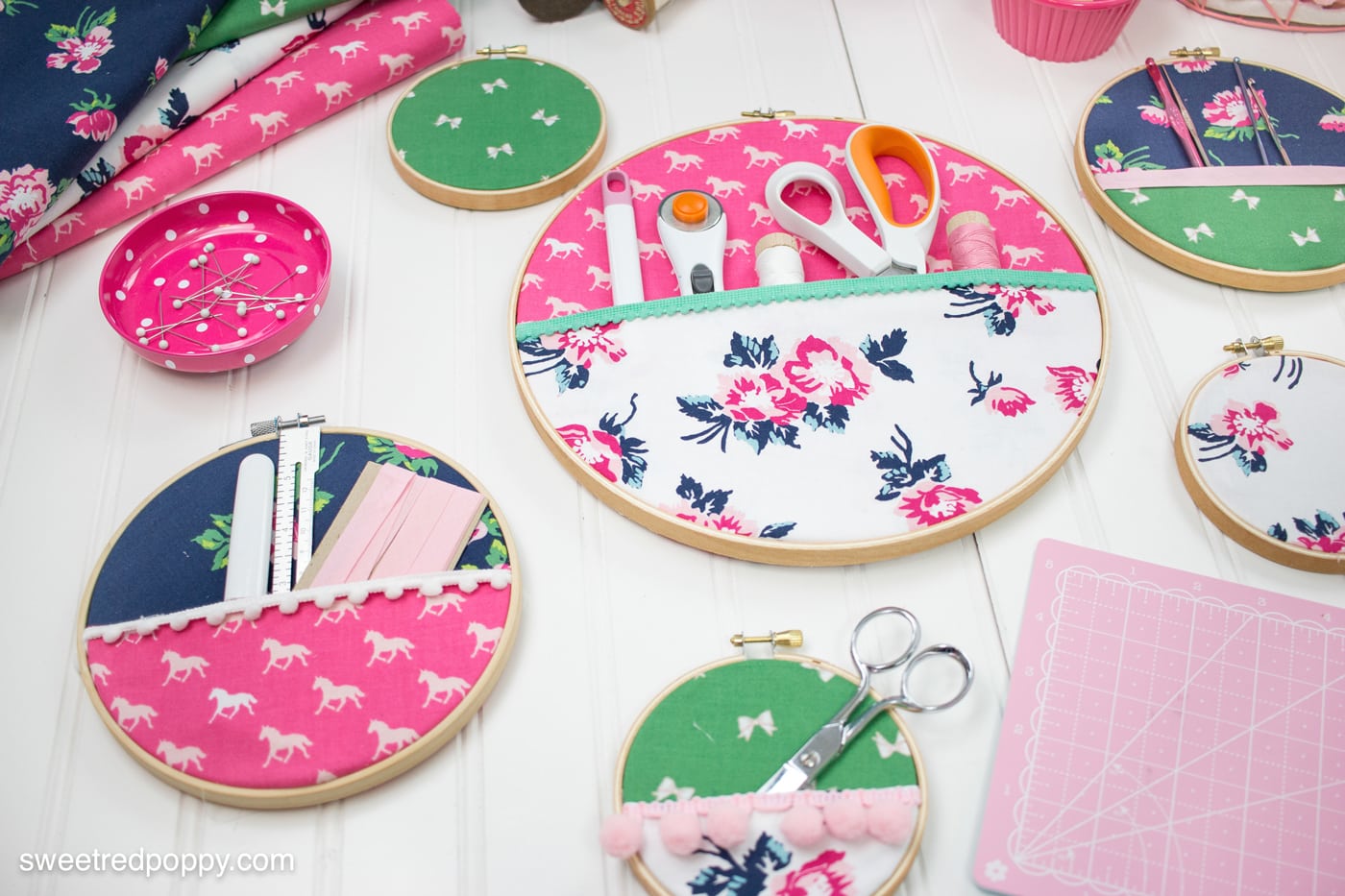 DIY Embroidery Hoop Hanging Wall Organizer 