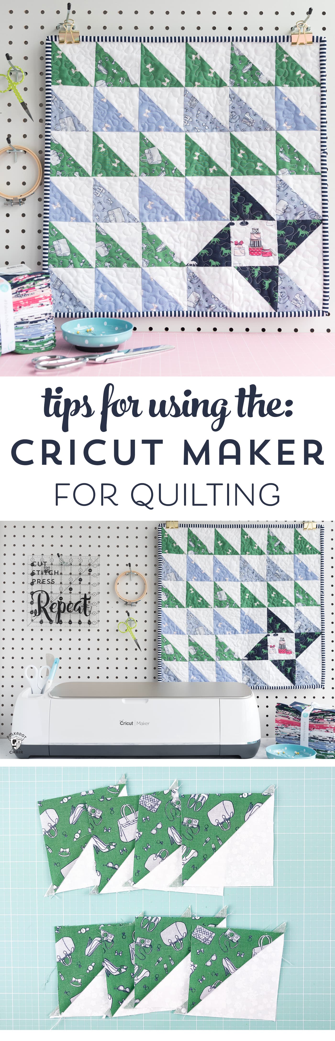 Tips and tricks for using the cricut maker for quilting and adapting the maker for existing quilting patterns #cricutmaker #cricutmade #Cricut #quilts #quilting #miniquilt