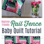 Rail Fence Baby Quilt tutorial - a fun beginner baby quilt tutorial. Features Derby Day Fabrics by Melissa Mortenson for Riley Blake Designs - how to make a simple baby quilt