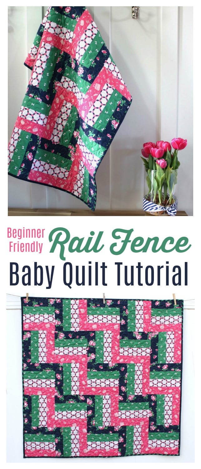 Chair Rail Quilt Pattern Part - 28: Rail Fence Baby Quilt Tutorial - A Fun Beginner Baby Quilt Tutorial. Features Derby Day