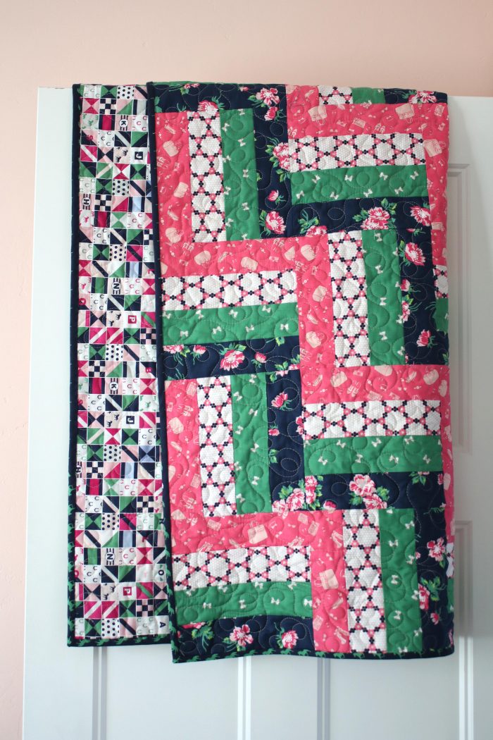 Rail Fence Baby Quilt tutorial - a fun beginner baby quilt tutorial. Features Derby Day Fabrics by Melissa Mortenson for Riley Blake Designs - how to make a simple baby quilt