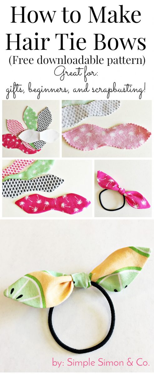 How to make hair ties with fabric - a free tutorial to make knotted hair ties. #sewingtutorial #sewingpatterns #DIY #hairties #knottedhairties #fabrichairties #freesewingpattern