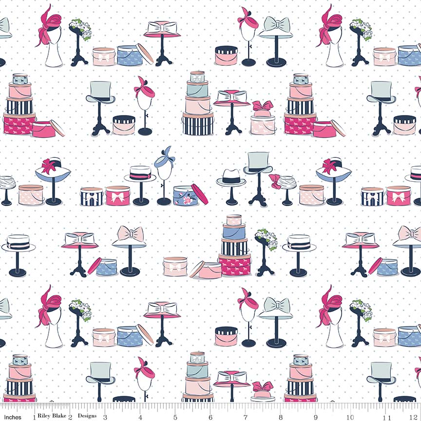 Fabric pattern featuring hats.
