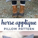 How to sew a horse applique pillow, a free sewing pattern using Derby Day fabrics. DIY horse pillow pattern, sewing projects for beginners