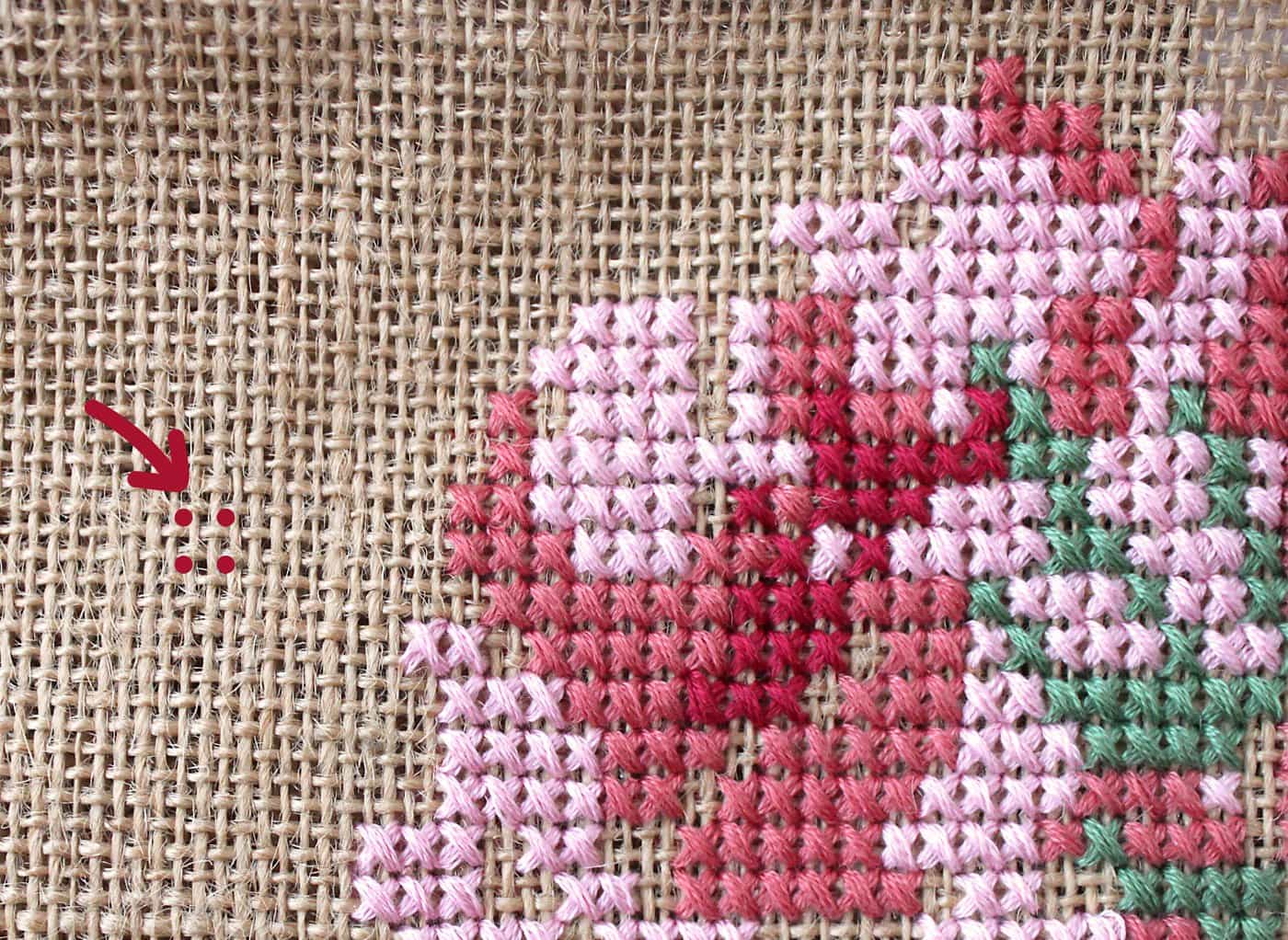 Rose Cross Stitch Burlap Bag Tutorial - The Polka Dot Chair