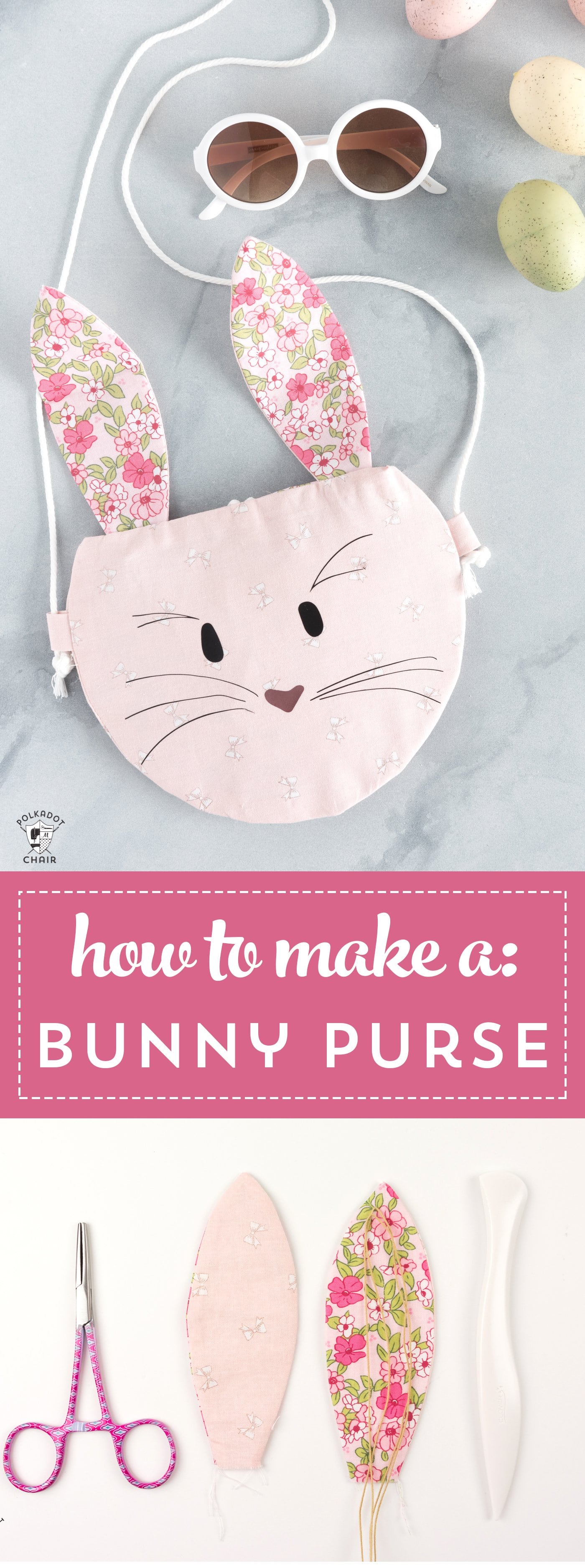 How to make a bunny purse, a free bunny sewing pattern for the Cricut Maker - cute kids purse ideas #Cricut #CricutMade #CricutMaker #BunnyPurse #BunnySewingPattern