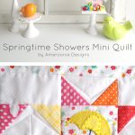 Free Springtime Showers Mini Quilt Pattern; would also be a cute DIY pillow for Spring. #miniquilt #miniquiltpattern