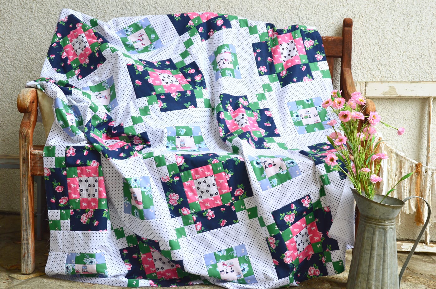 new quilt patterns, Across the Board Quilt pattern by Jedi Craft Girl, uses Derby Day Fabric by Melissa Mortenson for Riley Blake Designs #quilt #quilts #quiltpatterns #quiltpattern