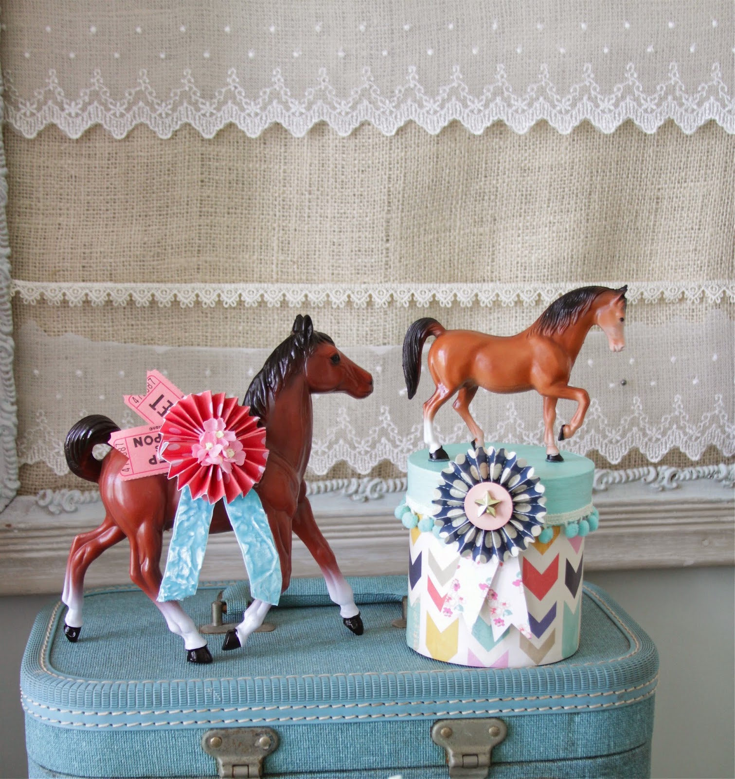 plastic horses on table top