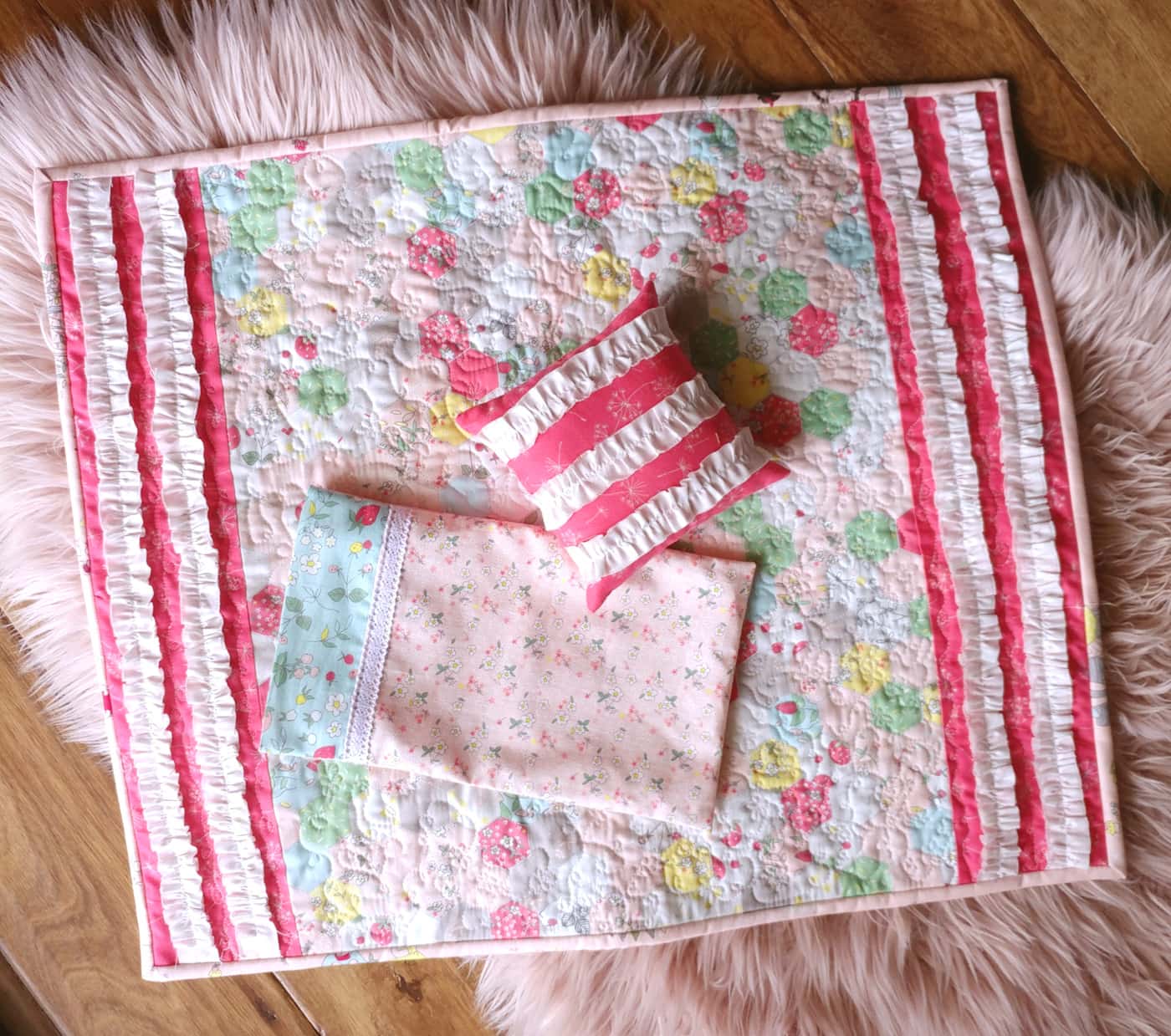Baby Doll Quilt on custom doll bed