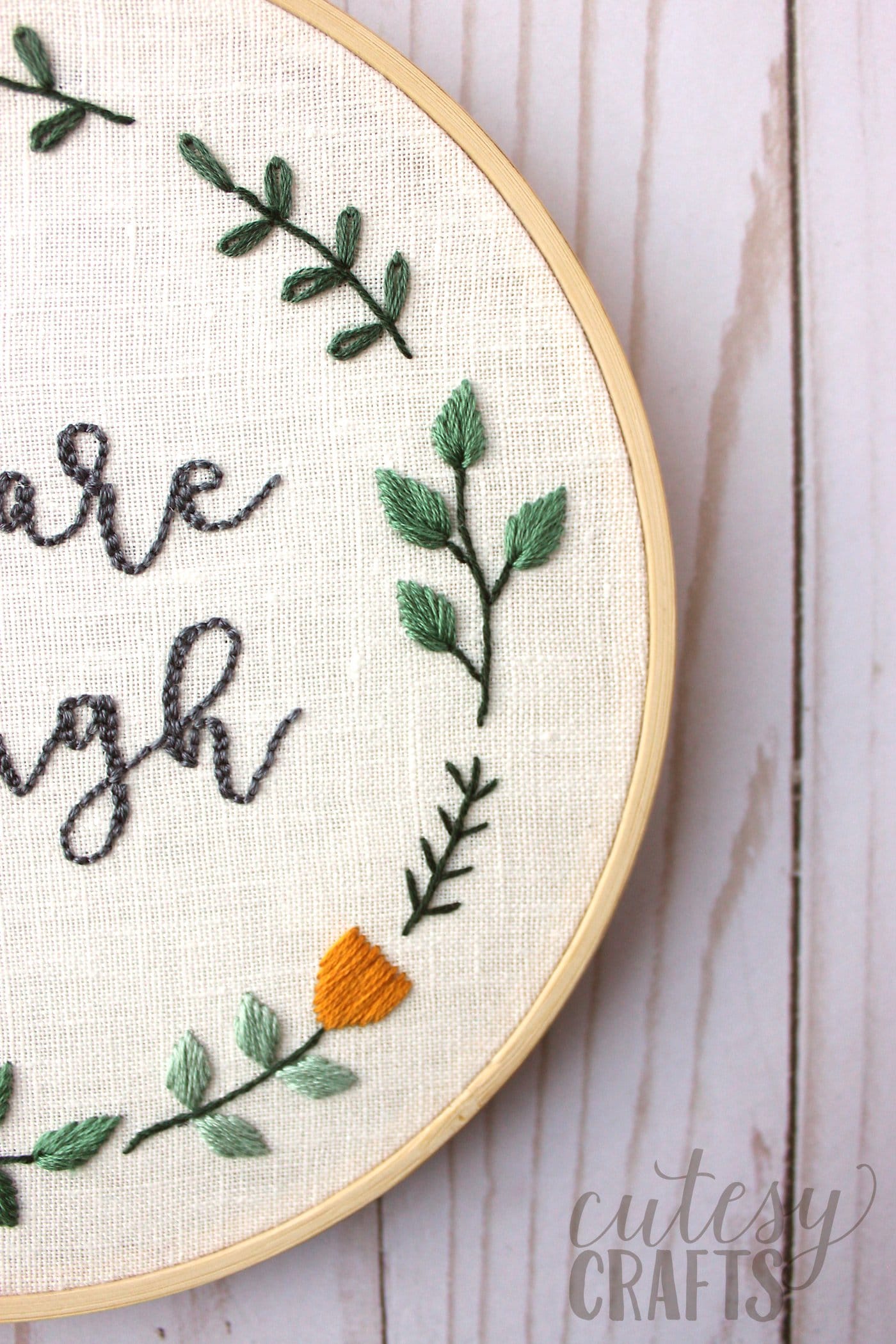 Free Hand Embroidery Pattern for an inspirational quote embroidery hoop - "you are enough" - #embroidery #handEmbroidery #embroiderystitches #embroiderypattern 