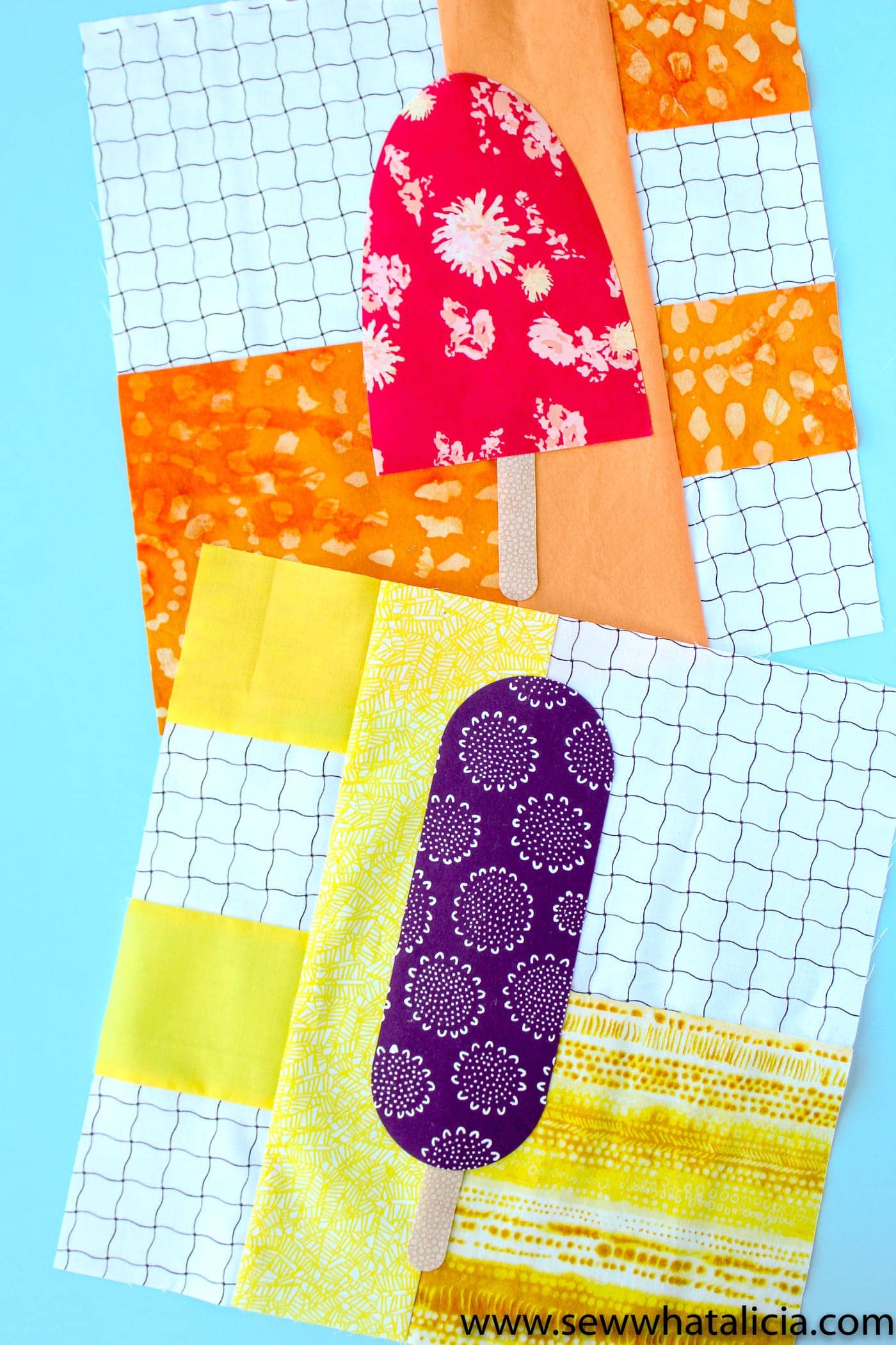 How to make a popsicle quilt block- a fun summer quilt to make. #quilts #quilting #quiltblocks #popsiclequiltblock #summersewing