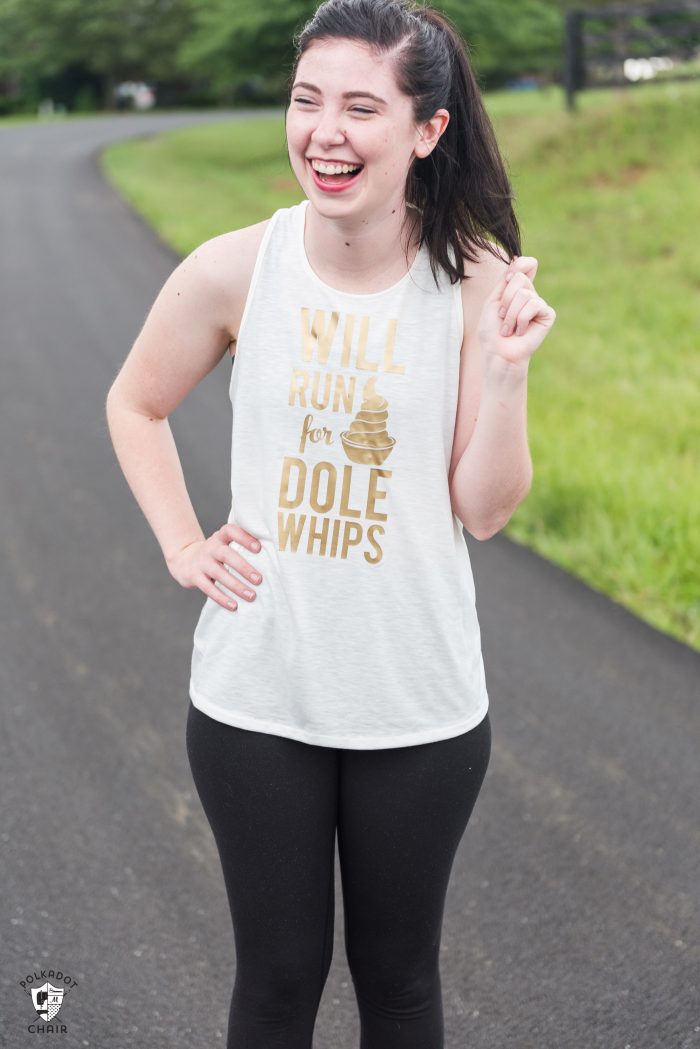 DIY "Will run for Dole Whips" run Disney shirt svg file. Make your own disney dole whip shirts #dolewhip #disney #disneyshirt #diydisney #cricut #svgfile #cricutmade