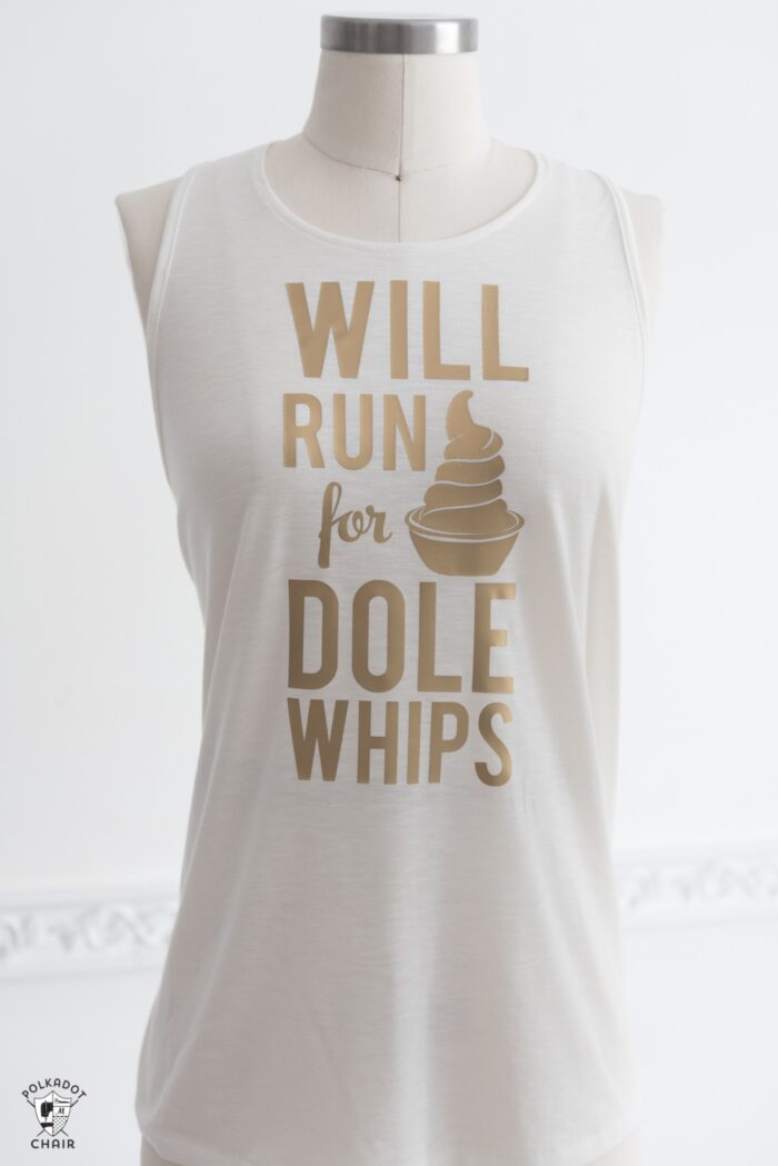 DIY "Will run for Dole Whips" run Disney shirt svg file. Make your own disney dole whip shirts #dolewhip #disney #disneyshirt #diydisney #cricut #svgfile #cricutmade