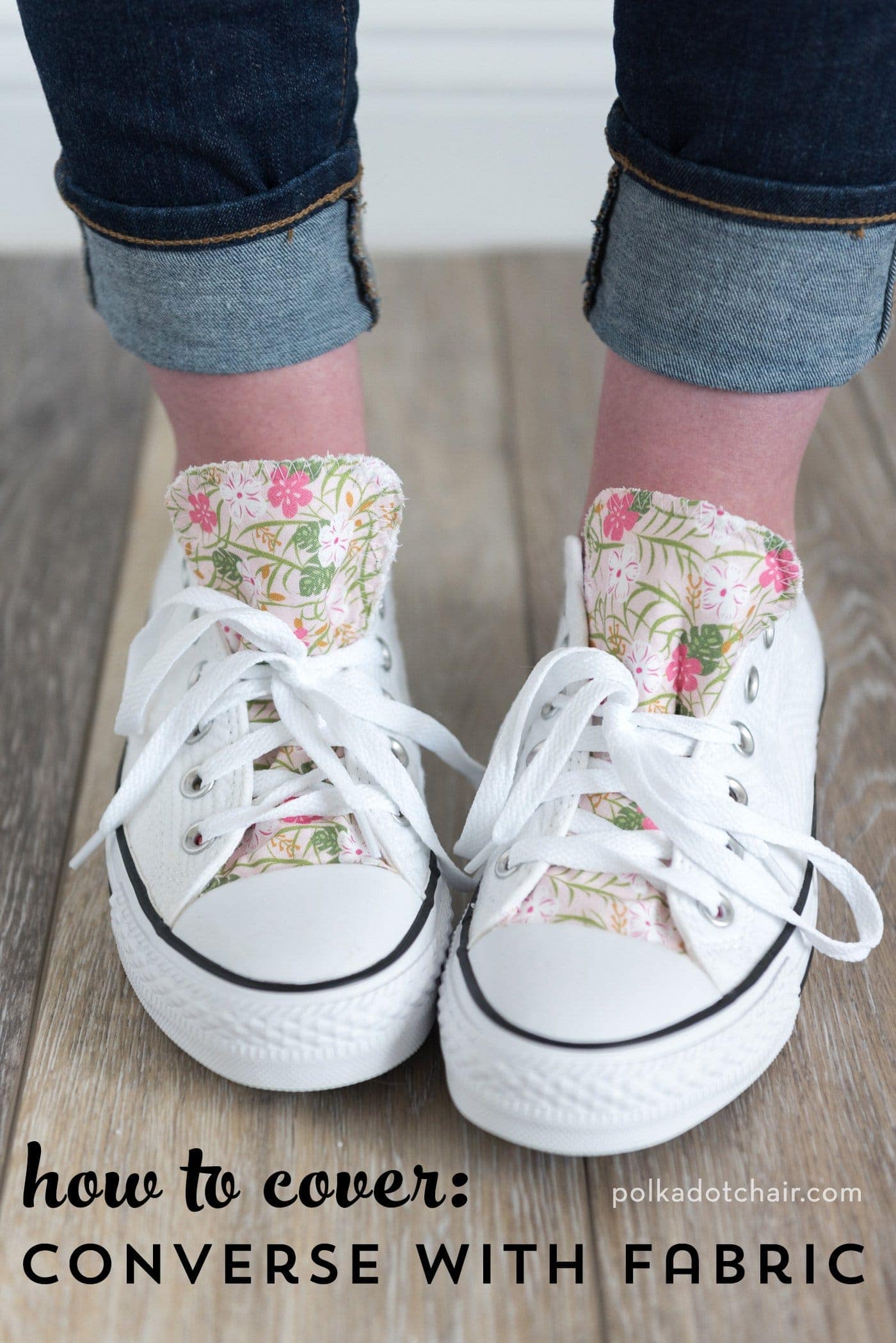 How to customize your converse with fabric - a DIY way to decorate the tongue of your converse shoes. How to add fabric to shoes #DIYfashion #DIYConverse #CustomConverse #CustomShoes #DIYCustomShoes #decorateshoes