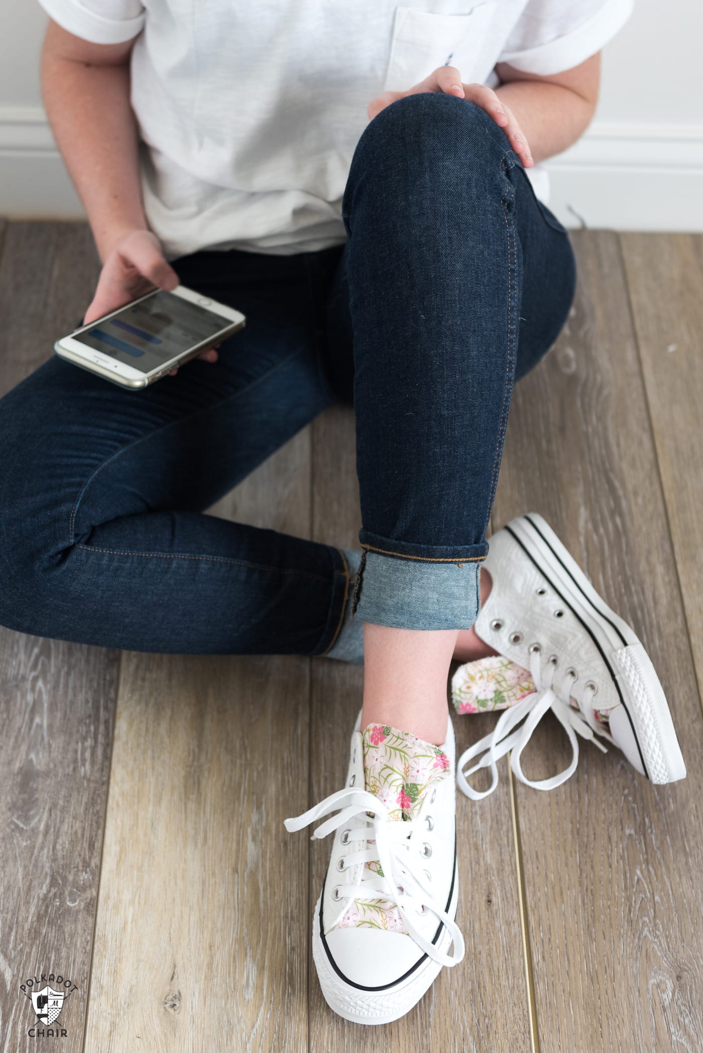 How to Customize Converse with Fabric - the Polka Dot Chair