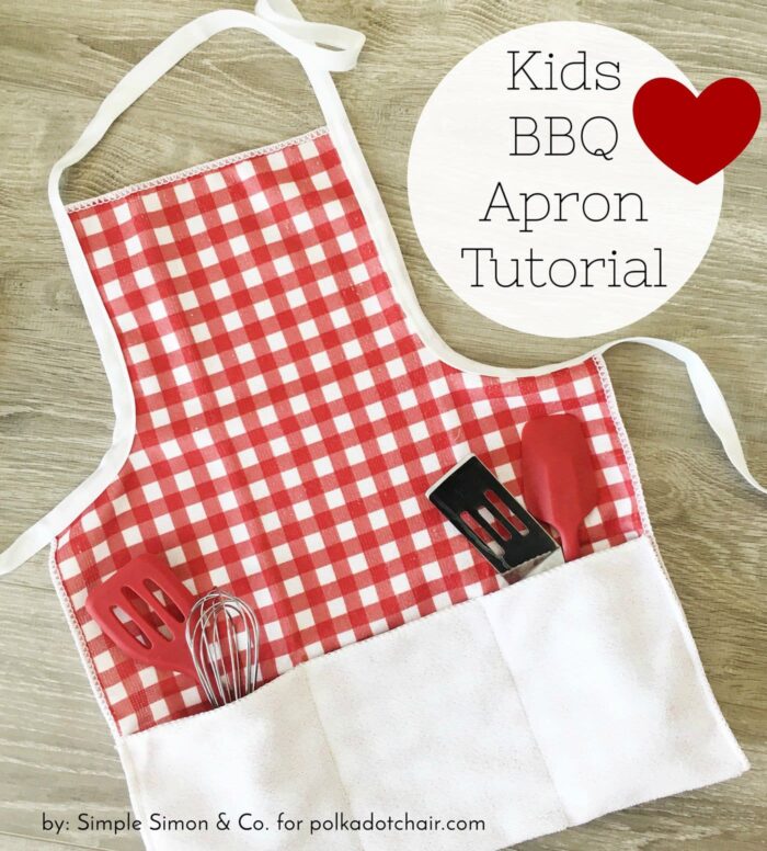 Kids BBQ Apron Pattern - a free tutorial to make a childs apron, perfect for summer! Simple kids apron pattern. #kidssewing #bbqapron #childsapron #kidsapron #sewingtutorial #sewingpattern #freesewingpattern #bbqapronpattern