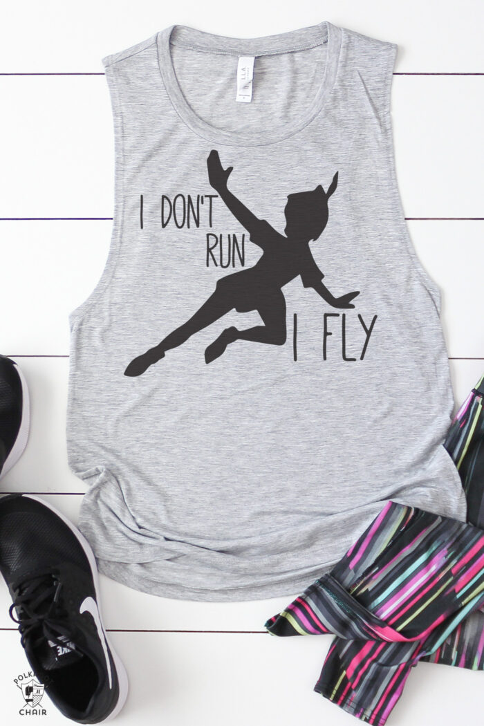 I don't run I fly on gray tshirt on white table