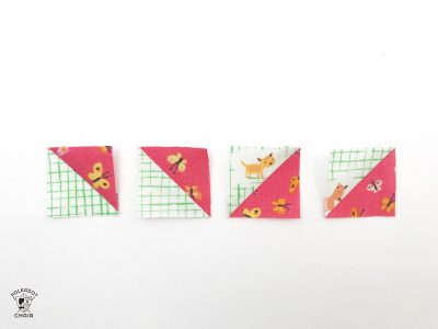 constructing the mini churn dash quilt block