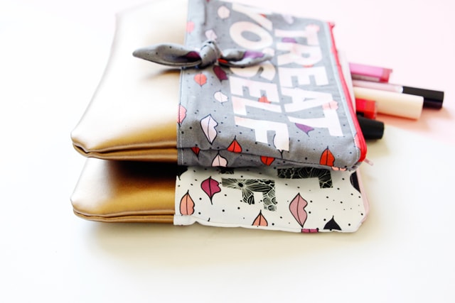 zippered pouches with leather bottoms made by see kate sew