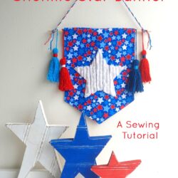Chenille Star Banner Sewing Tutorial, a free 4th of July Craft idea, makes such a cute fourth of July decoration! #4thofjuly #4thofjulycrafts #4thofjulysewing #smallsewingproject
