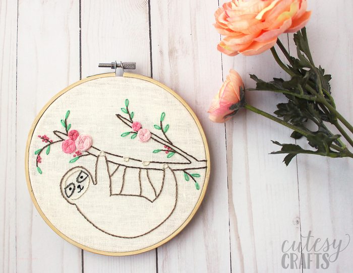 Adorable Sloth Hand Embroidery Pattern - The Polka Dot Chair