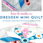 dresden plate mini quilt on table