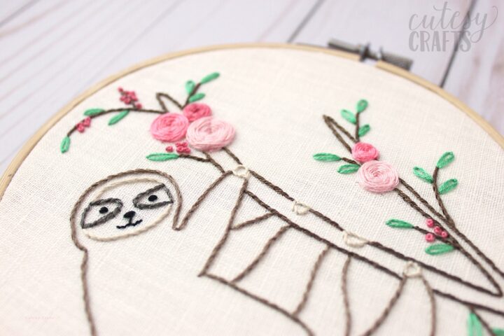 Adorable sloth hand embroidery pattern  the polka dot chair
