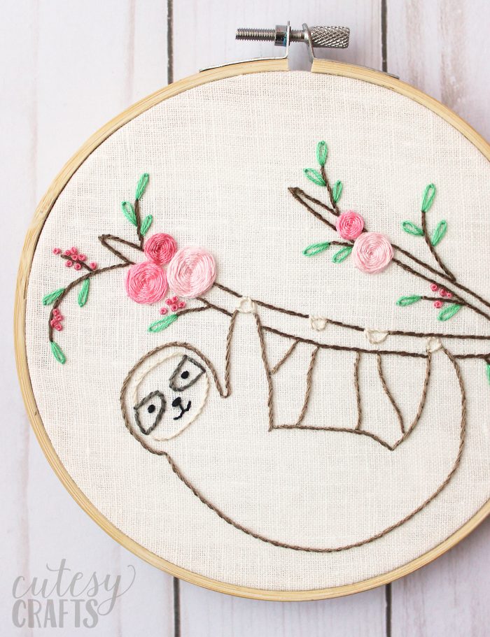 Adorable sloth hand embroidery pattern  the polka dot chair