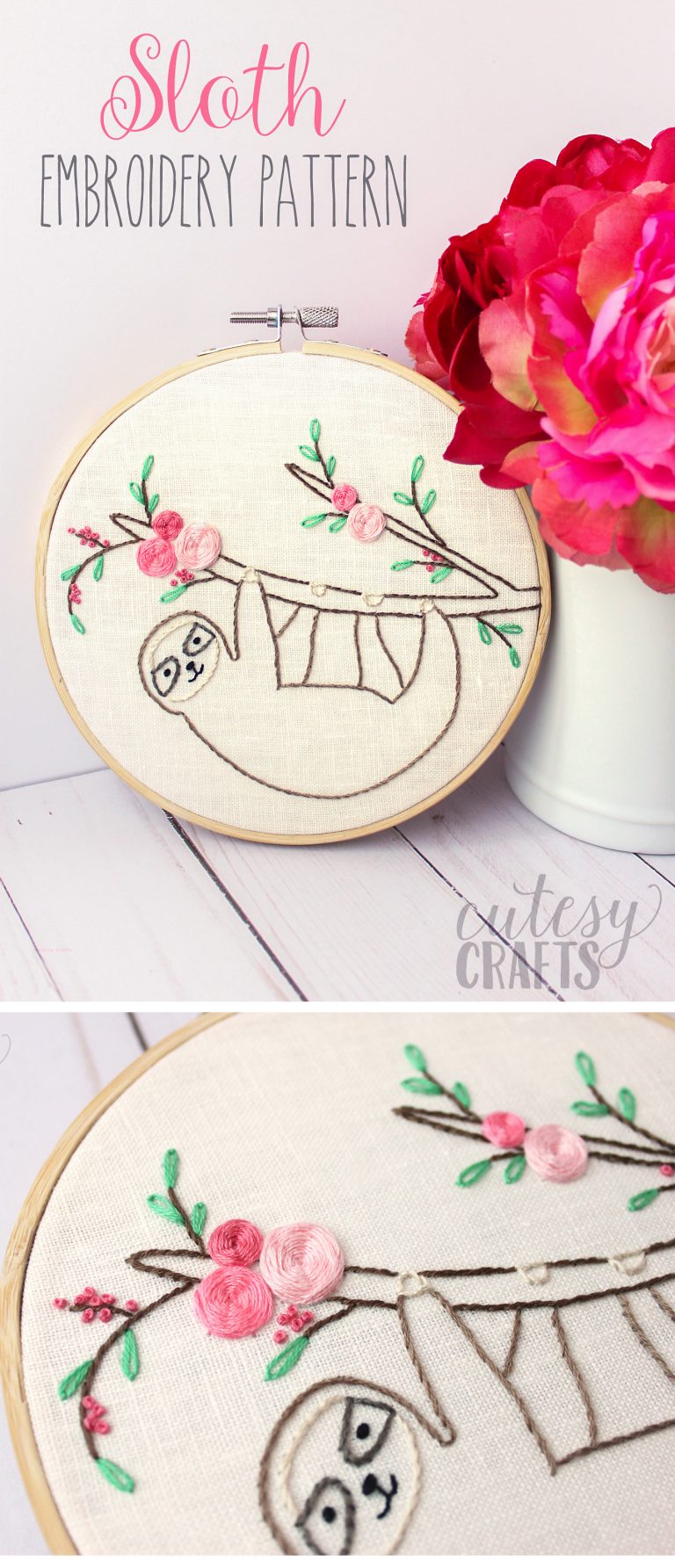 Adorable sloth hand embroidery pattern  the polka dot chair