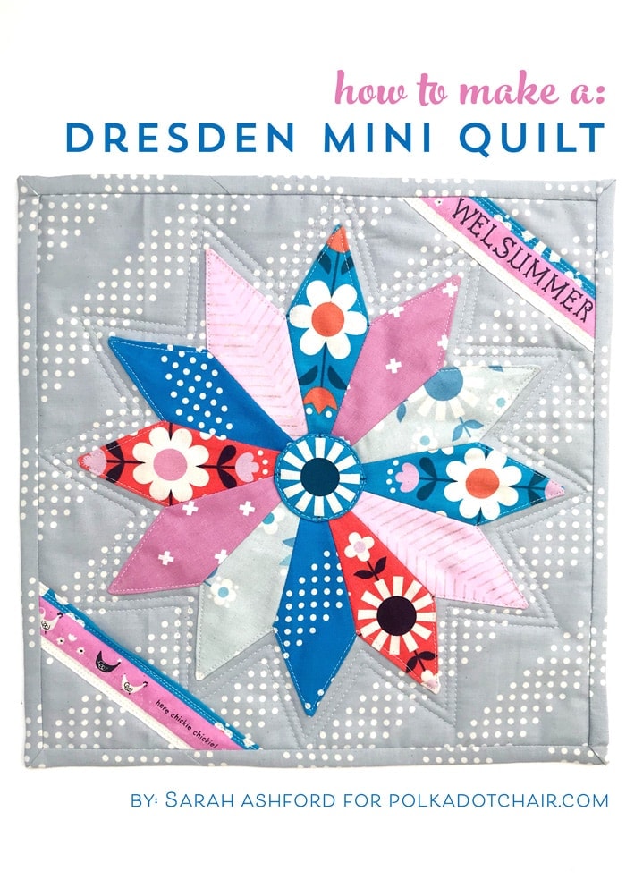 dresden plate mini quilt on table